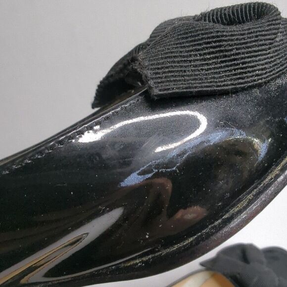 Salvatore Ferragamo Boutique 6.5 B Black Patent Leather With Bow Open Toe Slide - Picture 16 of 16